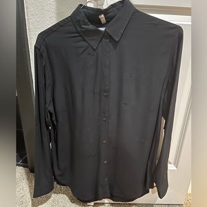 PISTOLA medium black button up embroidered top